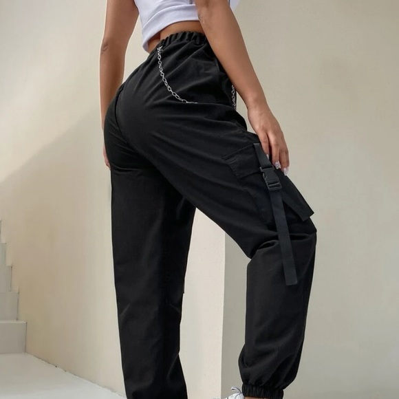 Black Cargo Pants Chain Grunge Small Y2k SHEIN - Picture 2 of 3